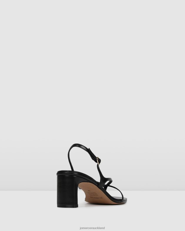 Jo Mercer Black Leather Valentina mid heel sandals Footwear 4624268