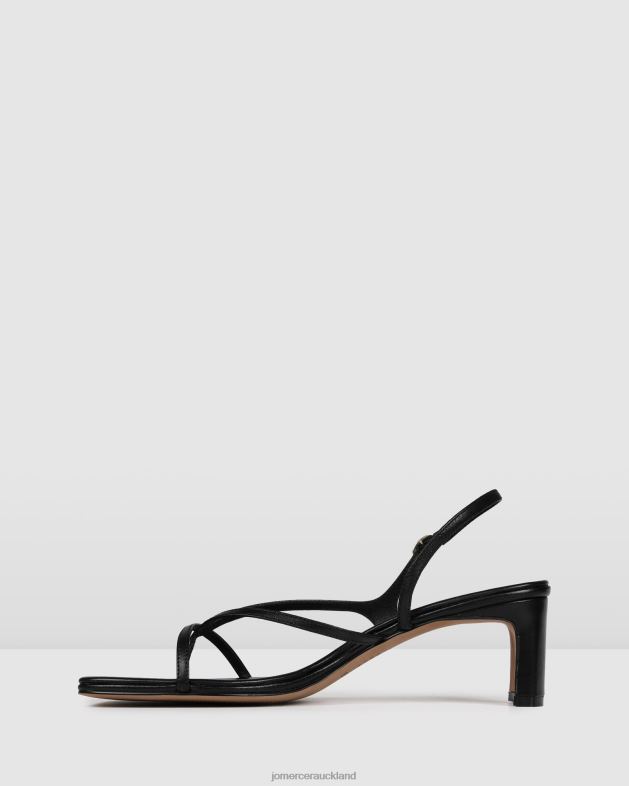 Jo Mercer Black Leather Valentina mid heel sandals Footwear 4624268