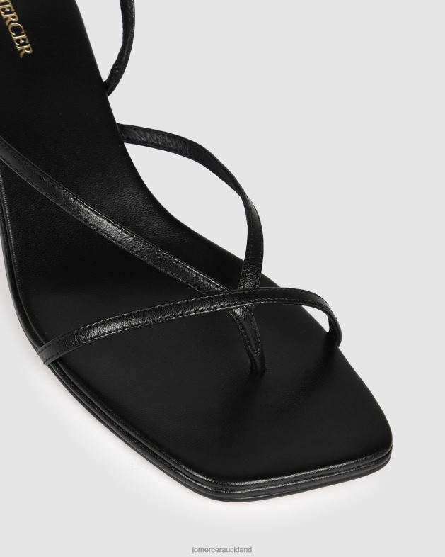 Jo Mercer Black Leather Valentina mid heel sandals Footwear 4624268