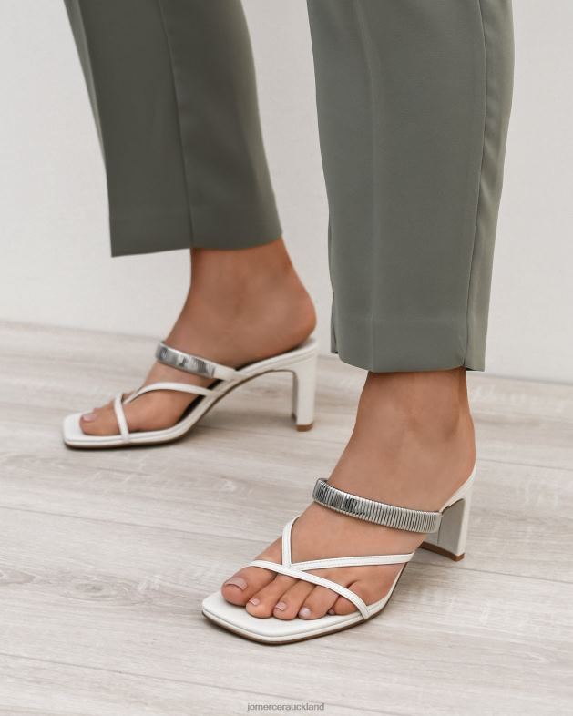 Jo Mercer Off White Leather Adriana mid heel sandals Footwear 4624262