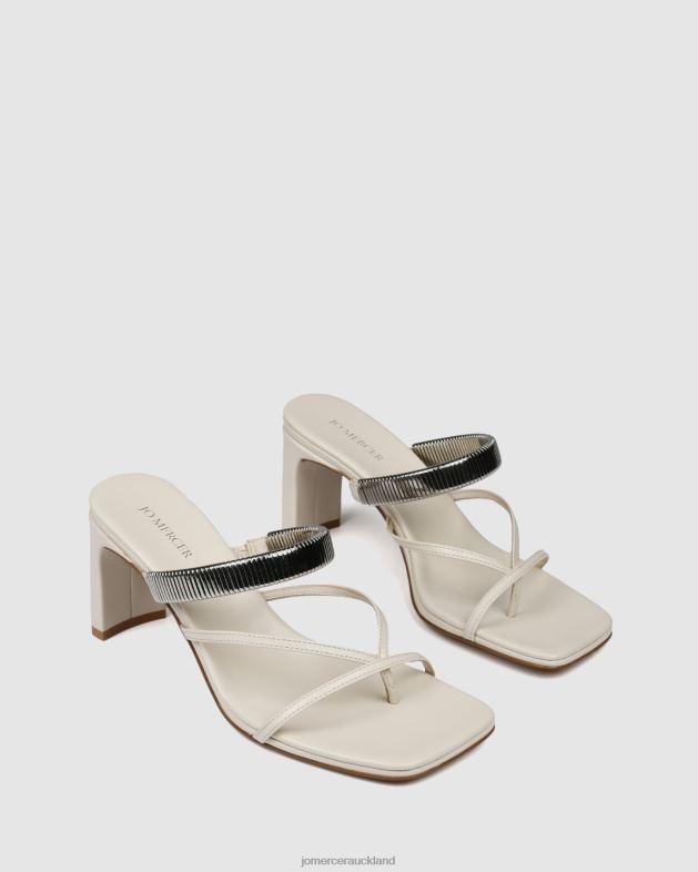 Jo Mercer Off White Leather Adriana mid heel sandals Footwear 4624262