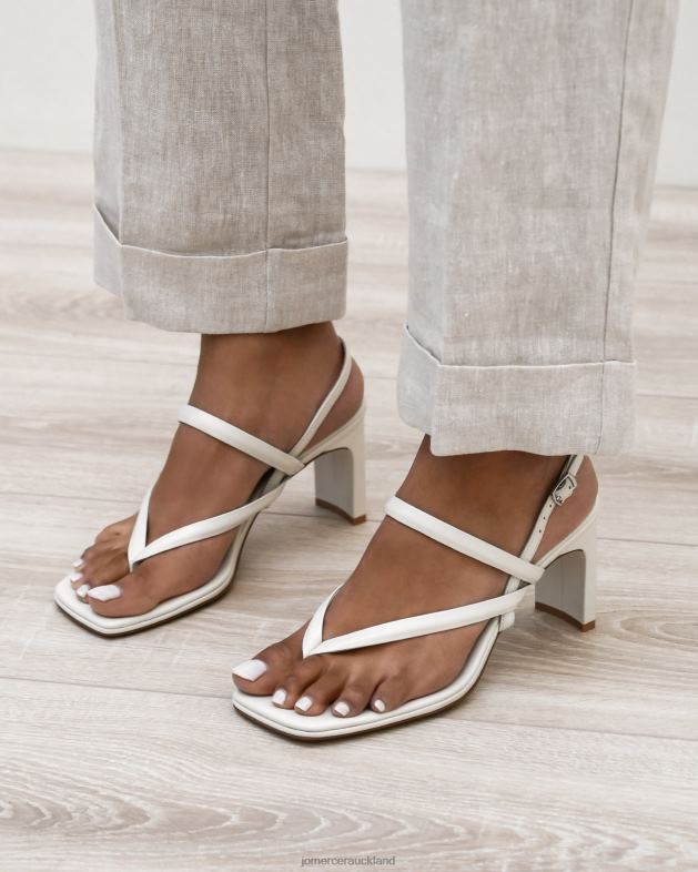 Jo Mercer Off White Leather Amaia mid heel sandals Footwear 4624264