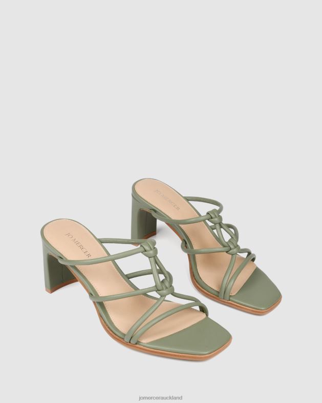 Jo Mercer Pistachio Green Leather Nadia mid heel sandals Footwear 4624267