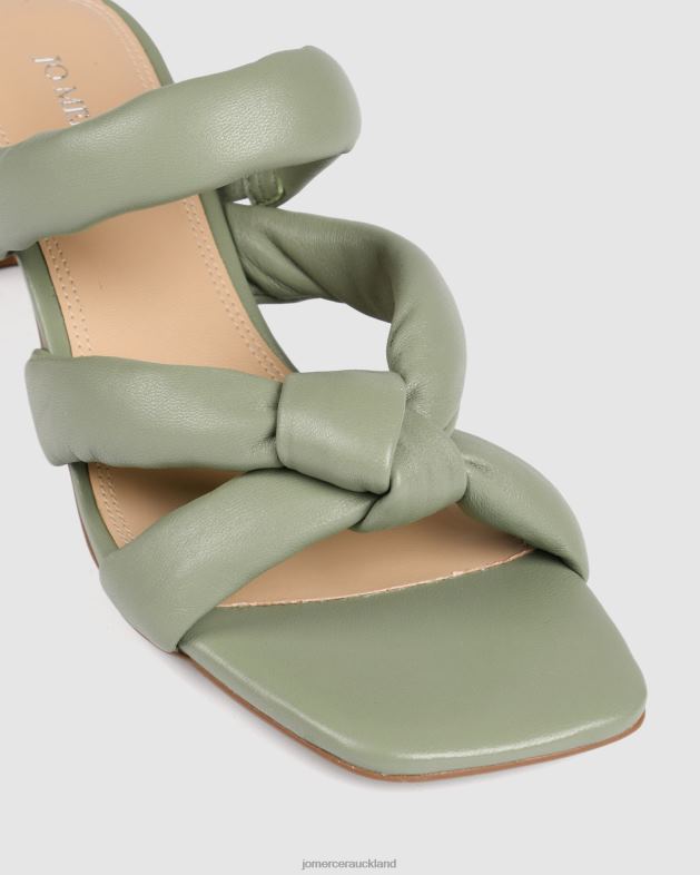 Jo Mercer Pistachio Green Leather Vivian mid heel sandals Footwear 4624266