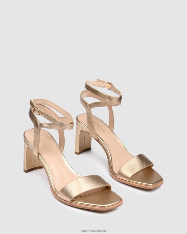 Jo Mercer Soft Gold Leather Natsu mid heel sandals Footwear 4624241