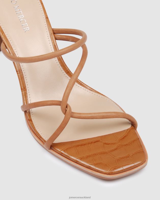 Jo Mercer Tan Leather Novi mid heel sandals Footwear 4624234
