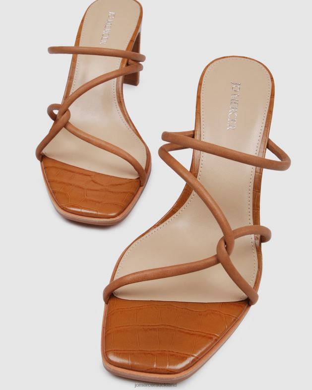 Jo Mercer Tan Leather Novi mid heel sandals Footwear 4624234