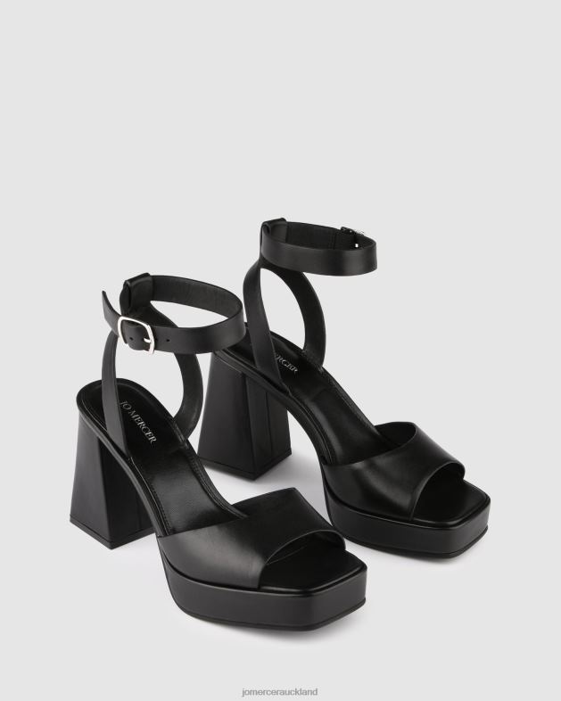 Jo Mercer Black Leather Samantha high heel platform sandals Footwear 4624289