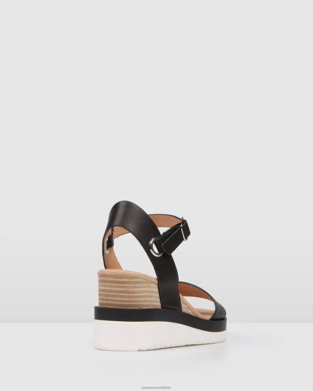 Jo Mercer Black Leather Kenzie mid heel wedges Footwear 4624245