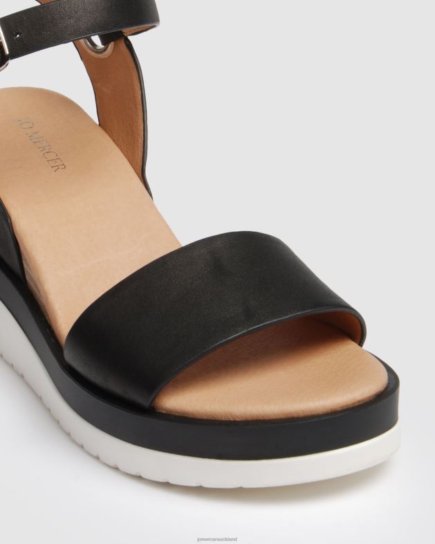 Jo Mercer Black Leather Kenzie mid heel wedges Footwear 4624245
