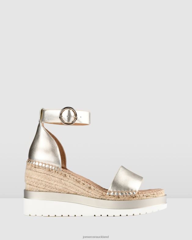 Jo Mercer Gold Leather Klume mid heel wedge espadrilles Footwear 4624253