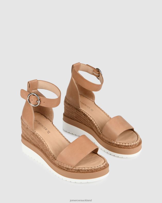 Jo Mercer Tan Leather Klume mid heel wedge espadrilles Footwear 4624251