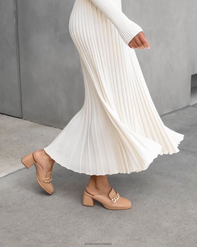Jo Mercer Beige Leather Darius mid heel mules Footwear 4624222