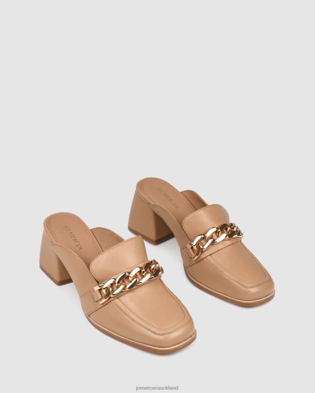 Jo Mercer Beige Leather Darius mid heel mules Footwear 4624222
