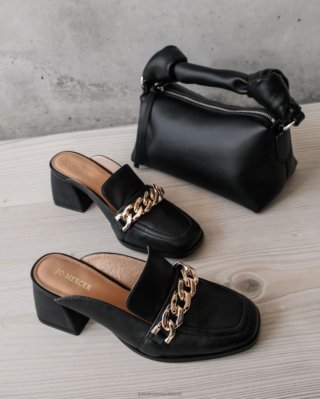 Jo Mercer Black Leather Darius mid heel mules Footwear 4624221