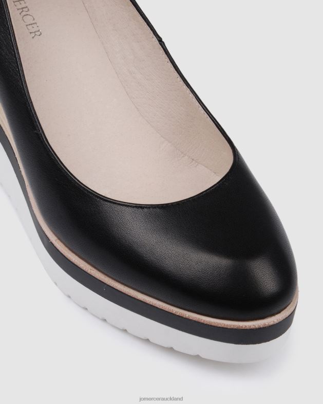 Jo Mercer Black Leather Charlotte high heel wedges Footwear 46242120