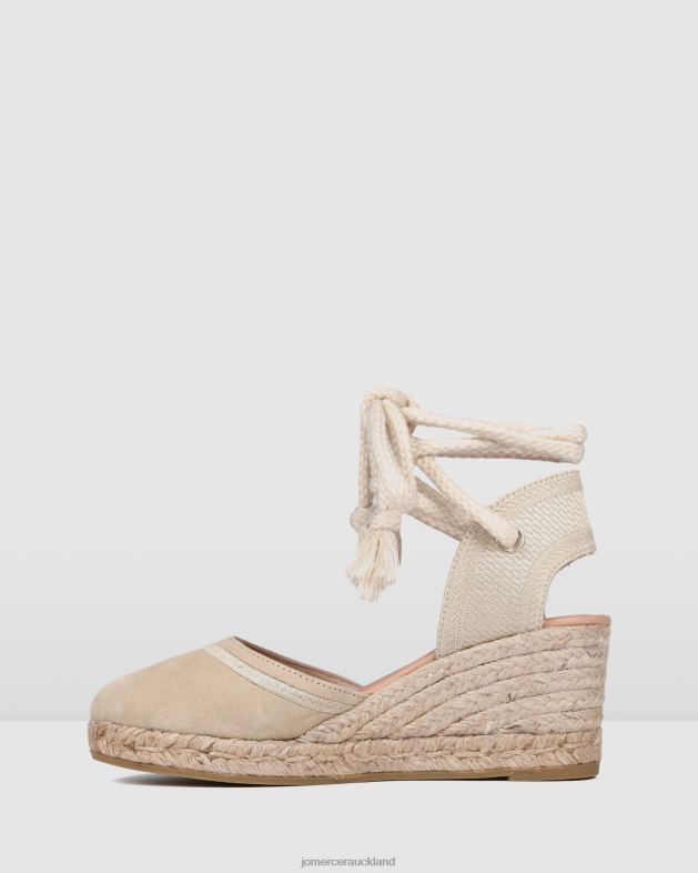 Jo Mercer Light Taupe Suede Adelfa mid heel wedge espadrilles Footwear 4624274