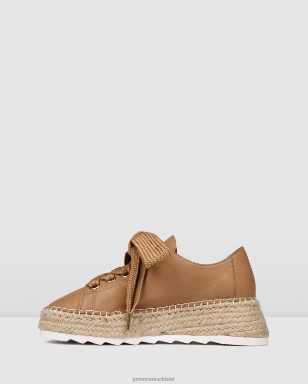 Jo Mercer Tan Leather Annie lace up wedge espadrilles Footwear 46242184